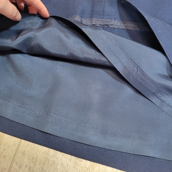 Vintage Navy Blue Wool Pendleton Midi Skirt 12 - Picture 6 of 6